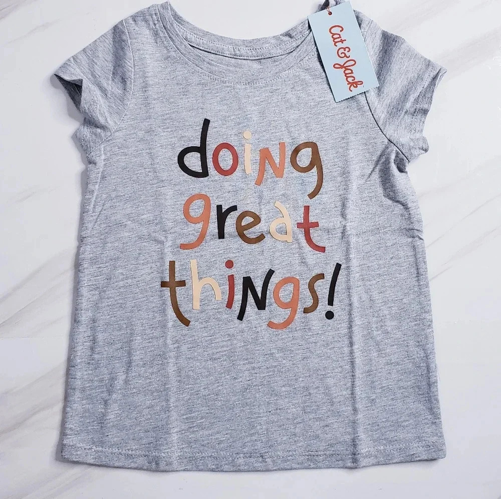 Cat & Jack Doing Great Things Graphic Short Sleeve Tee Shirt Fall Colors Unisex